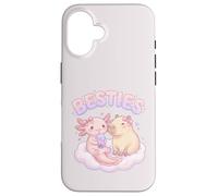 Carcasa para iPhone 16 Besties Axolotl Capybara Bubble Tea Lindo Kawaii Anime Animal