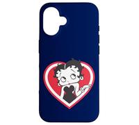 Carcasa para iPhone 16 Betty Boop White & Red Heart Cute Thinking Pose San Valentín