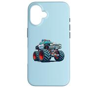 Carcasa para iPhone 16 Big Wheels Police Car Vehicle Kids Boys Monster Truck