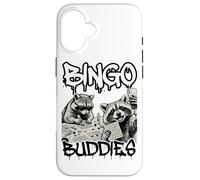 Carcasa para iPhone 16 Bingo Buddies Raccoon Funny Matching Bingo Partner