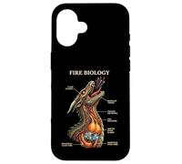 Carcasa para iPhone 16 Biología del Fuego Dragón Nerd Anatomía Diagrama de Ciencias Míticas