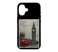 Carcasa para iPhone 16 Black & White Retro Real London with Big Ben, London Skyline