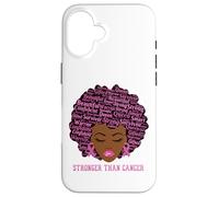 Carcasa para iPhone 16 Black Women Queen Stronger Than Breast Cancer Pink Ribbon