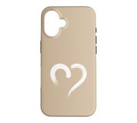 Carcasa para iPhone 16 Blanco Arena Tan Mano Dibujado Corazón Lindo Estética