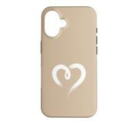 Carcasa para iPhone 16 Blanco Arena Tan Mano Dibujado Corazón Lindo Estética