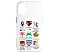 Carcasa para iPhone 16 BLM Human Rights Feminism Trans Science Books LGBTQ Kindness