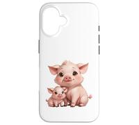 Carcasa para iPhone 16 Bonito diseño de mamá cerdita y Cerdito bebé