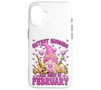 Carcasa para iPhone 16 Born In February Birthday GNOME For Women Funny Princess