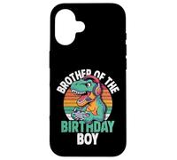 Carcasa para iPhone 16 Brother of The Birthday Boy Gaming T-Rex Cumpleaños a Juego