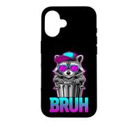 Carcasa para iPhone 16 Bruh Raccoon Cool Hip Hop Mapache Urban Graffiti