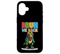 Carcasa para iPhone 16 Bruh We Back Roaring Into School Kids Dinosaurio T-Rex