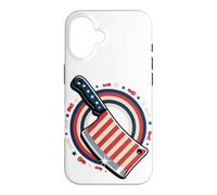Carcasa para iPhone 16 Butcher American Flag Meat Cutter Cleaver Patriotic