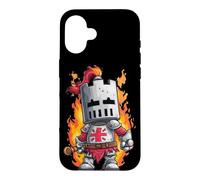 Carcasa para iPhone 16 Caballero Guapo con Espada y Llamas para los Amantes del Reino