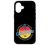 Carcasa para iPhone 16 Cabo Verde Isla Puesta de Sol Retro Palmera Vintage Recuerdo