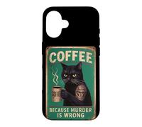 Carcasa para iPhone 16 Café sarcástico Gato Café Porque el Asesinato está Mal Hombres Papás