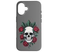 Carcasa para iPhone 16 Calavera y Rosas Rojas Skull gótico