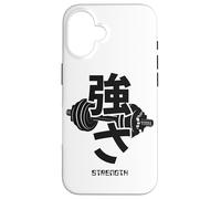 Carcasa para iPhone 16 Caligrafía Japonesa Kanji de Fuerza Fitness Gym Workout