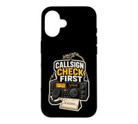 Carcasa para iPhone 16 CALLSIGN Check First Radioaficionado Estación Micrófono