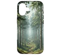 Carcasa para iPhone 16 Camino Bosque Escena Naturaleza Sereno Bosque Sendero Árbol