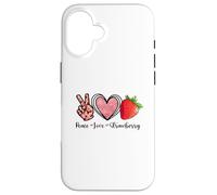 Carcasa para iPhone 16 Camisas Peace Love Strawberry Farmer Strawberries Lover Fruit