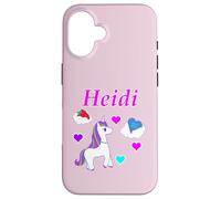 Carcasa para iPhone 16 Camiseta de cumpleaños con diseño de Unicornio para niña con Nombre Heidi