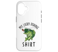 Carcasa para iPhone 16 Camiseta de Pesca Divertida para niños My Lucky Fishing-Shirt Bass Fish