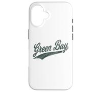 Carcasa para iPhone 16 Camiseta Deportiva clásica con Texto en inglés Green Bay Wisconsin Varsity Script