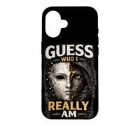 Carcasa para iPhone 16 Camiseta estética Oscura Vintage con diseño de máscara Guess Who I Really Am