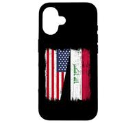 Carcasa para iPhone 16 Camiseta iraquí Americana con Media Bandera de Estados Unidos