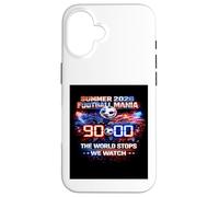 Carcasa para iPhone 16 Camiseta para fanáticos de The World Stops We Watch 90 Minutes Soccer 2026.