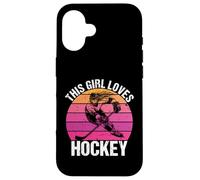 Carcasa para iPhone 16 Camiseta para fanáticos del Hockey con Texto en inglés This Girl Loves Hockey Shirt Game Day