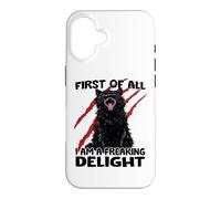 Carcasa para iPhone 16 Caos Duende Gato Negro tom zoomies Sarcasmo Gatos