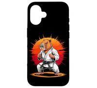 Carcasa para iPhone 16 Capybara Black Belt Taekwondo Karate Martial Artist