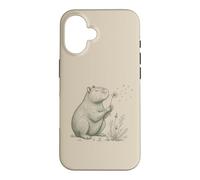 Carcasa para iPhone 16 Capybara Lovers Soplando Diente de León Naturaleza Cottagecore Gráfico