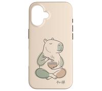 Carcasa para iPhone 16 Capybara Peaceful Zen Ramen Noodle Minimalista Sabi WABI