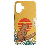 Carcasa para iPhone 16 Capybara Surfing Japonés Gran Ola Kanagawa Ukiyo-e