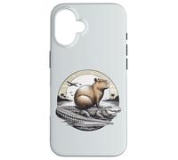 Carcasa para iPhone 16 Capybara Zen en cocodrilo - Regalo de Animales exóticos Divertido