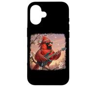 Carcasa para iPhone 16 Cardenal Norteño Guitarra Aves Biólogo Ornitólogo Pájaro