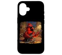 Carcasa para iPhone 16 Cardenal Norteño Guitarra Aves Biólogo Ornitólogo Pájaro