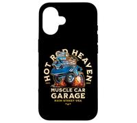 Carcasa para iPhone 16 Caricatura de Coche clásico de Hotrod Heaven Muscle Car Garage de EE. UU.