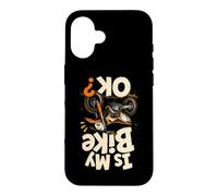 Carcasa para iPhone 16 Caricatura de Moto de Cross al revés Is My Bike Ok