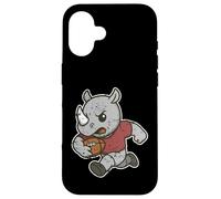 Carcasa para iPhone 16 Caricatura de Rugby Rhino Carga
