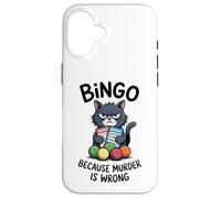 Carcasa para iPhone 16 Cat Bingo Porque el Asesinato está Mal