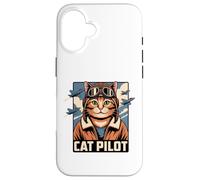 Carcasa para iPhone 16 Cat Pilot Aviator Estilo Vintage