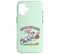 Carcasa para iPhone 16 Catch The Eggs Funny Easter Bunny Buceo Catch Baseball Boys