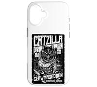 Carcasa para iPhone 16 Catzilla Vintage Japonés Cat Lover Monster Movie Poster