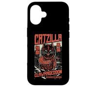 Carcasa para iPhone 16 Catzilla Vintage Japonés Cat Lover Monster Movie Poster