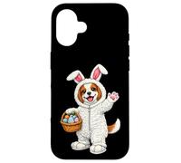Carcasa para iPhone 16 Cavalier King Charles Spaniel Perro como Conejo de Pascua Divertido Lindo