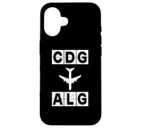 Carcasa para iPhone 16 CDG a ALG Ruta de avión París Argel