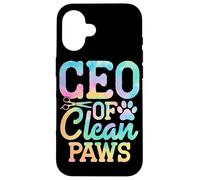 Carcasa para iPhone 16 CEO de Clean Paws Dog Groomer Funny Pet Grooming